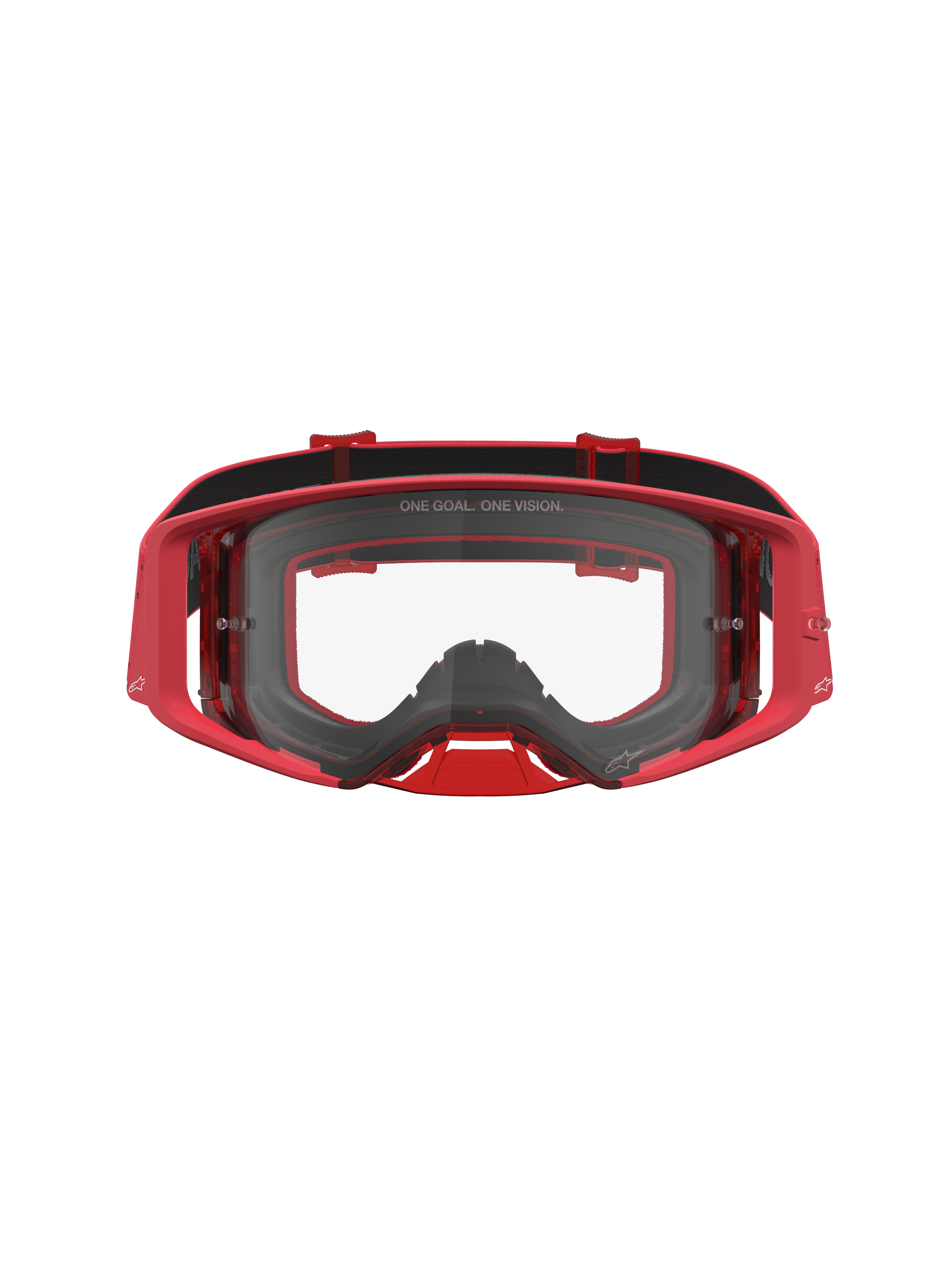 Alpinestars Maschere Supertech Vesta, maschere da motocross rosse con lente trasparente, telaio stampato a iniezione e ampia visione periferica.
