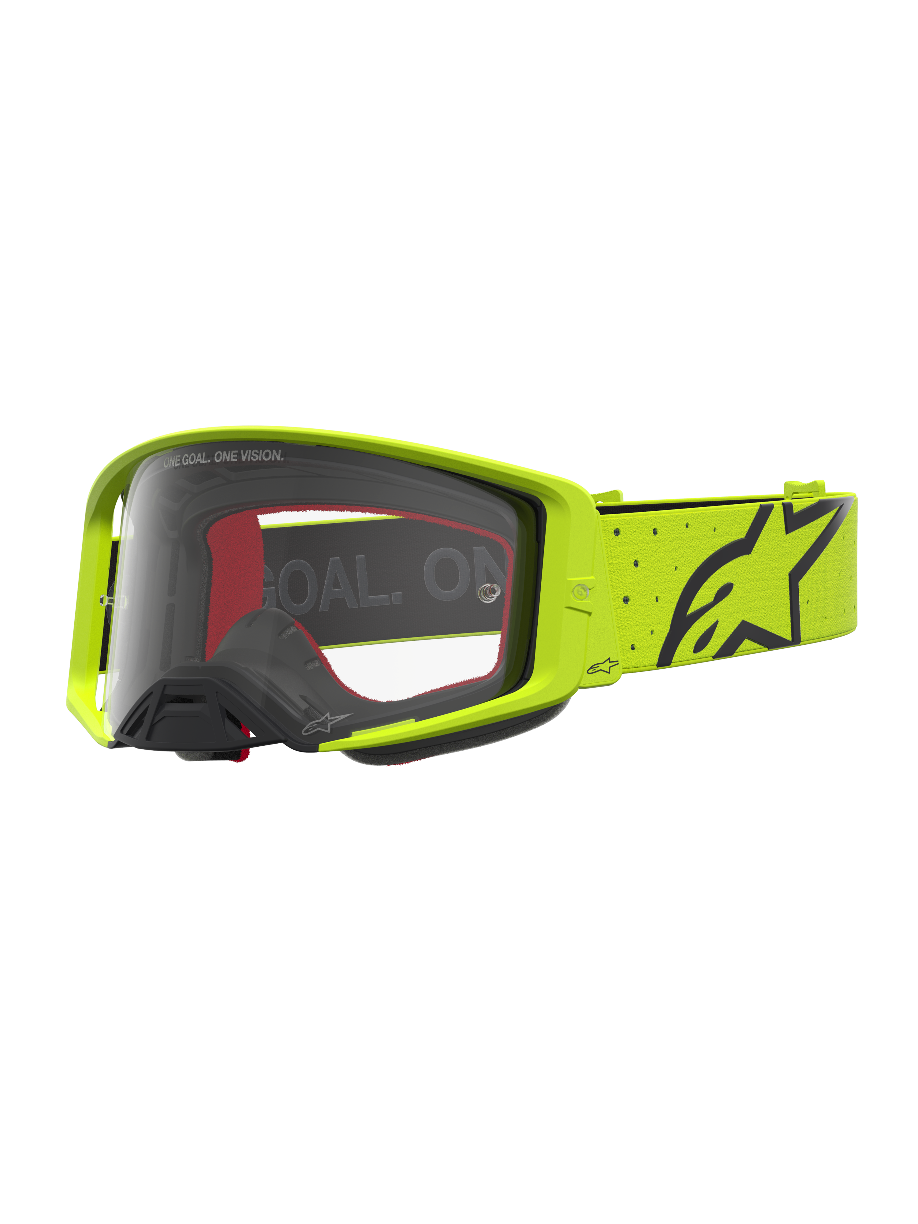 Alpinestars maschere Supertech Vesta, maschere da motocross professionali, giallo fluo e nero, lente trasparente per prestazioni elevate, ideali per motocross e supercross.