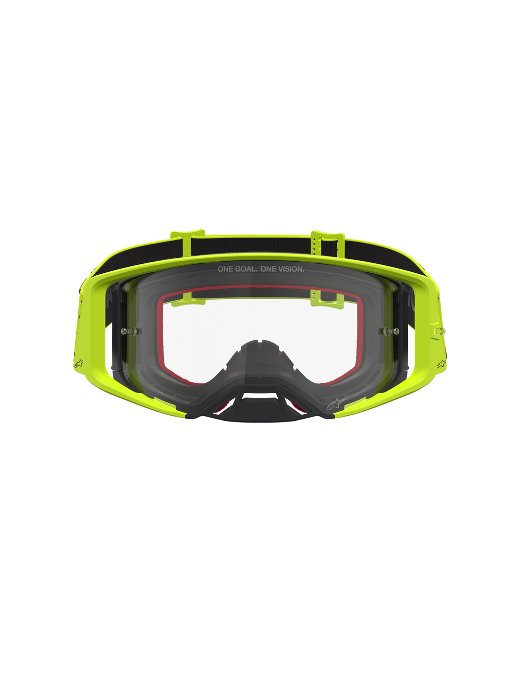 Alpinestars Maschere Supertech Vesta, maschere da motocross racing, giallo fluo e nero, con lente trasparente antiappannamento e visione ottimizzata.