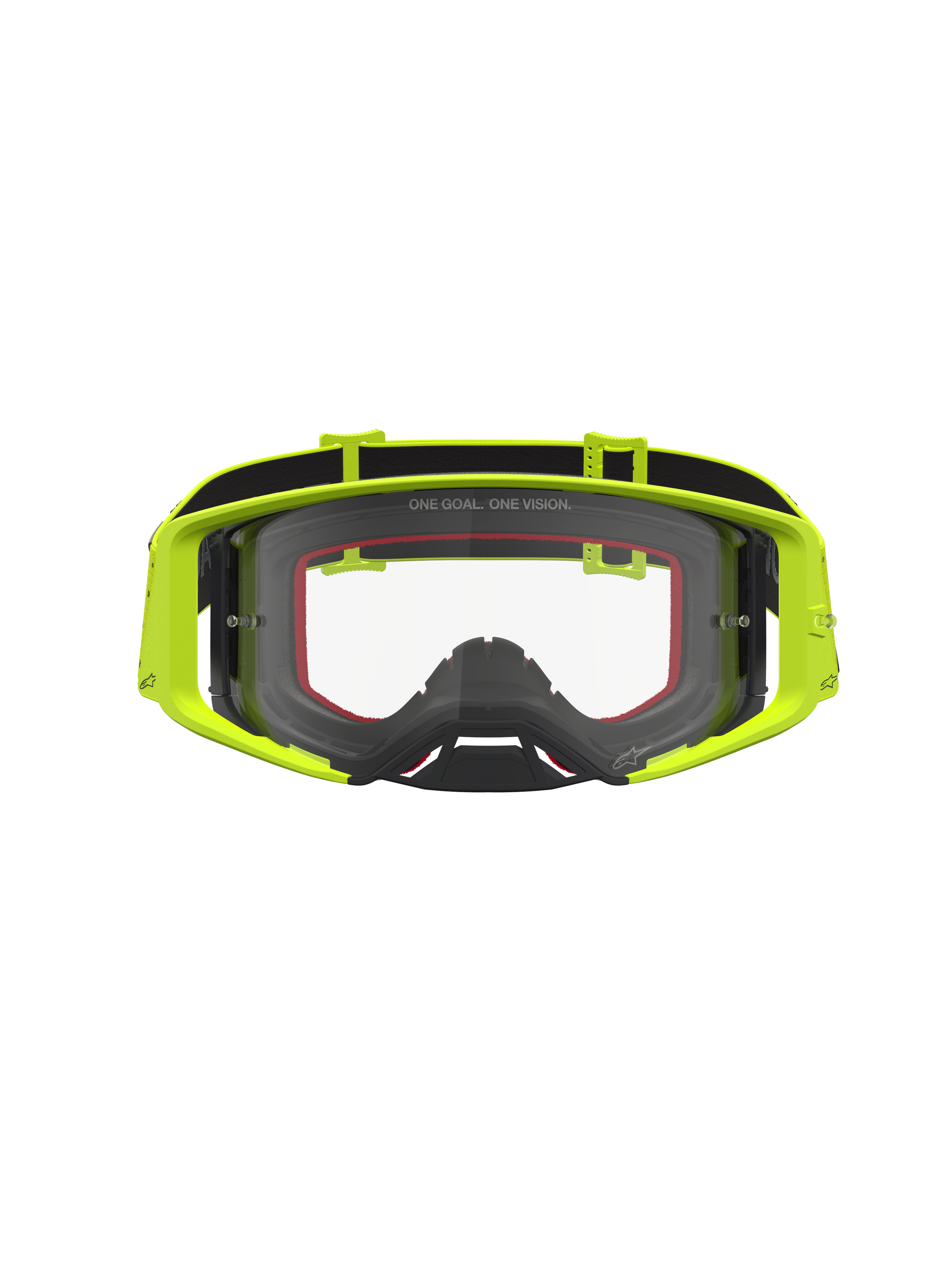 Alpinestars Maschere Supertech Vesta, maschere da motocross racing, giallo fluo e nero, con lente trasparente antiappannamento e visione ottimizzata.