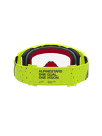 Alpinestars Maschere Supertech Vesta, maschere da motocross, giallo fluo e nero, cinturino con motto 'One Goal. One Vision.' e schiuma rossa interna, per gare off-road.