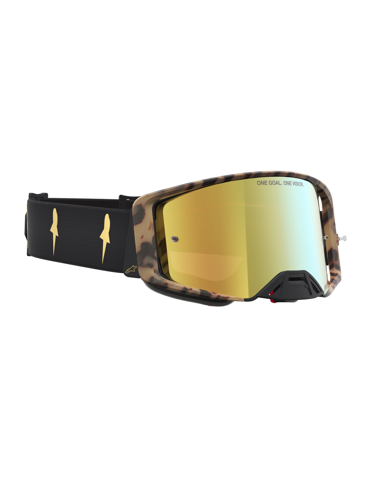 Alpinestars Supertech LE Zona Goggles, maschere da motocross e off-road, nero e marrone con specchiatura oro, lente a specchio di alta qualità e design collaudato nei campionati