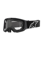 Occhiali Alpinestars Vision 8 Corp - Dual Pane, occhiali da motocross, montatura nera con lente doppia trasparente, ampia fascia nera con logo a stella Alpinestars bianco, design performante con porte di ventilazione per gare fuoristrada
