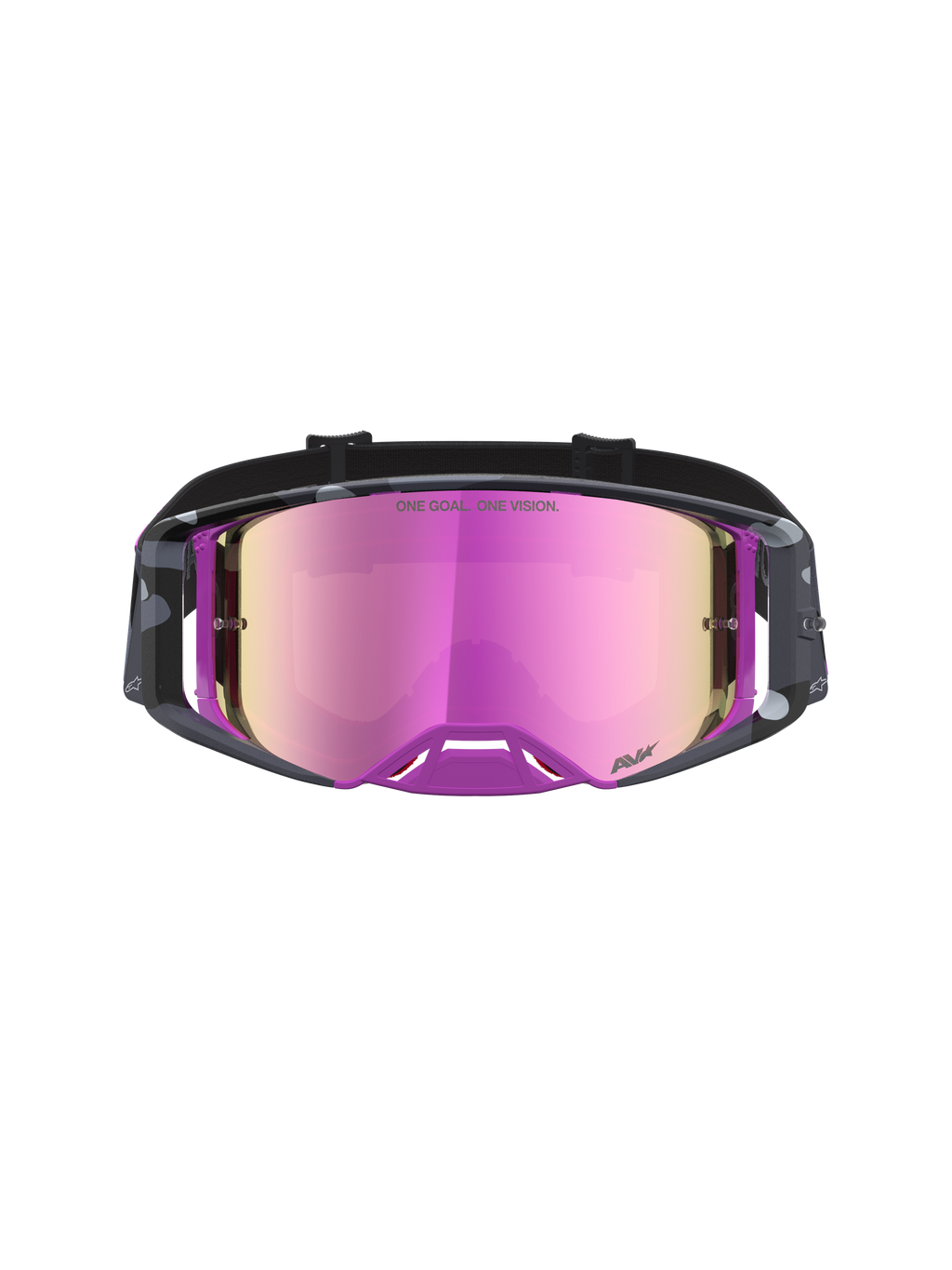 Maschera Alpinestars Supertech Lone Edizione Limitata, maschere da motocross off-road, camo viola e rosa specchiato, lente ad alto contrasto e ventilazione ottimizzata