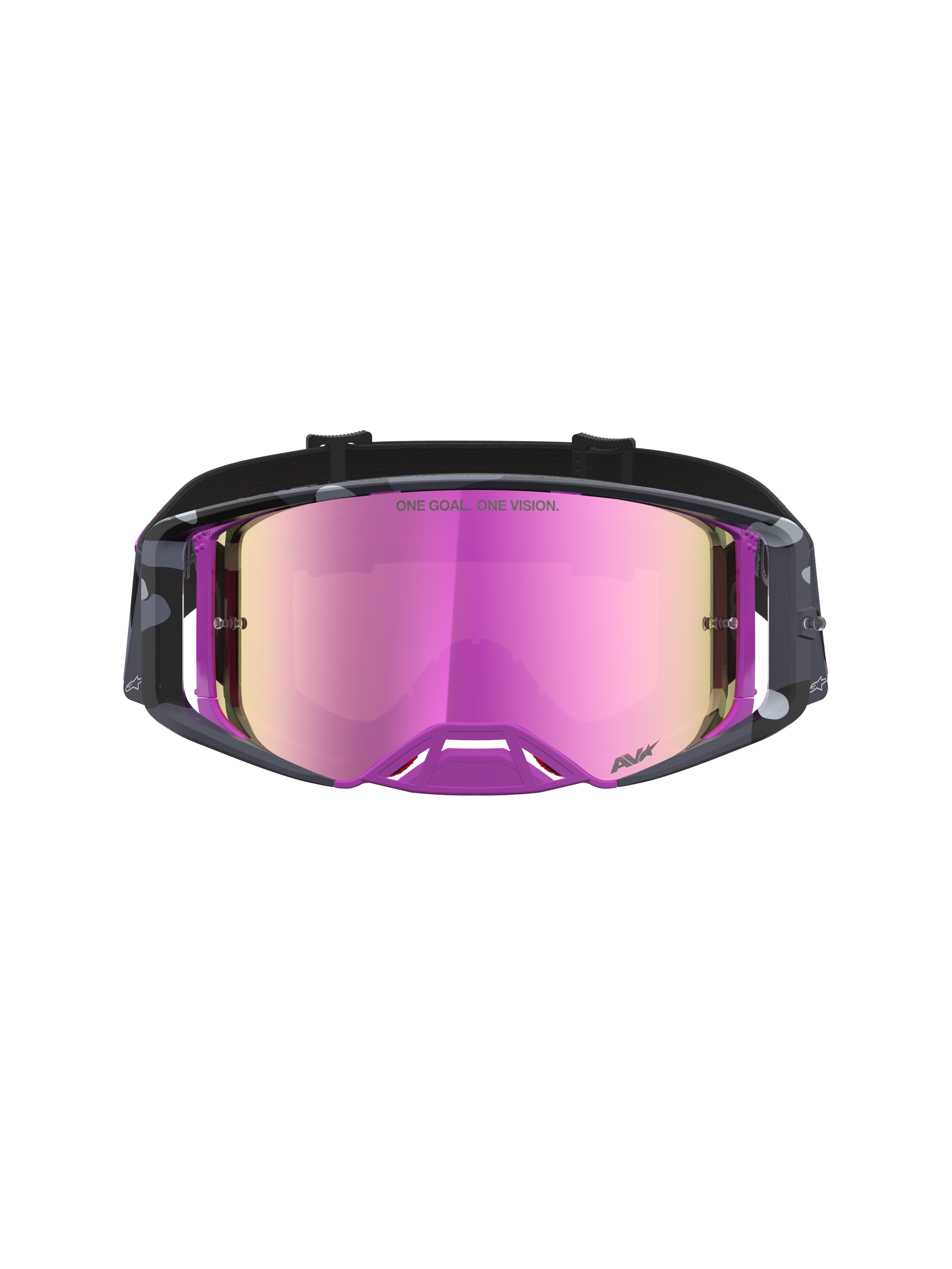 Maschera Alpinestars Supertech Lone Edizione Limitata, maschere da motocross off-road, camo viola e rosa specchiato, lente ad alto contrasto e ventilazione ottimizzata