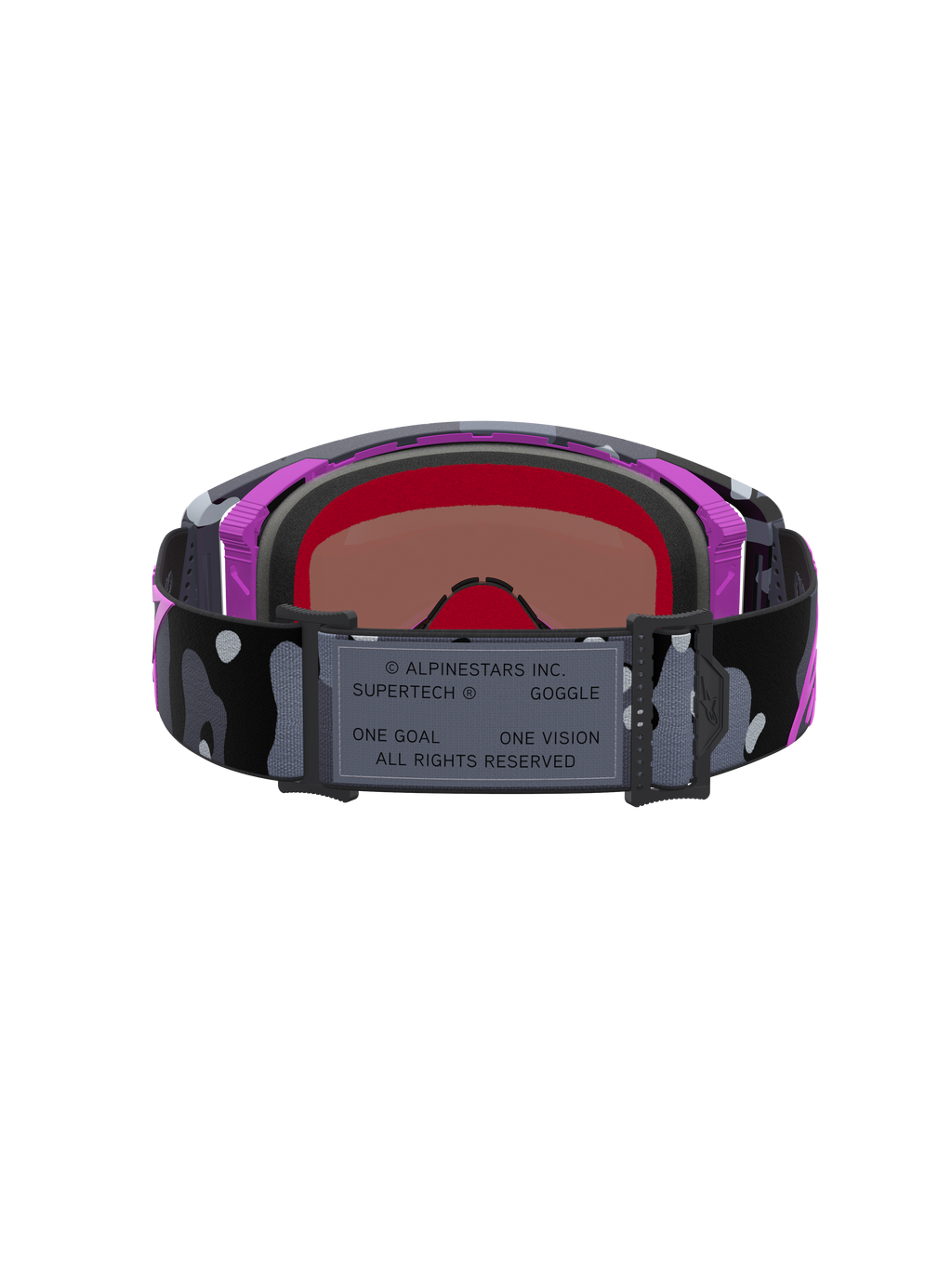 Maschera Supertech Lone Edizione Limitata, maschera motocross e supercross con cinturino camo, viola e rosa, lente a specchio rosa ad alto contrasto