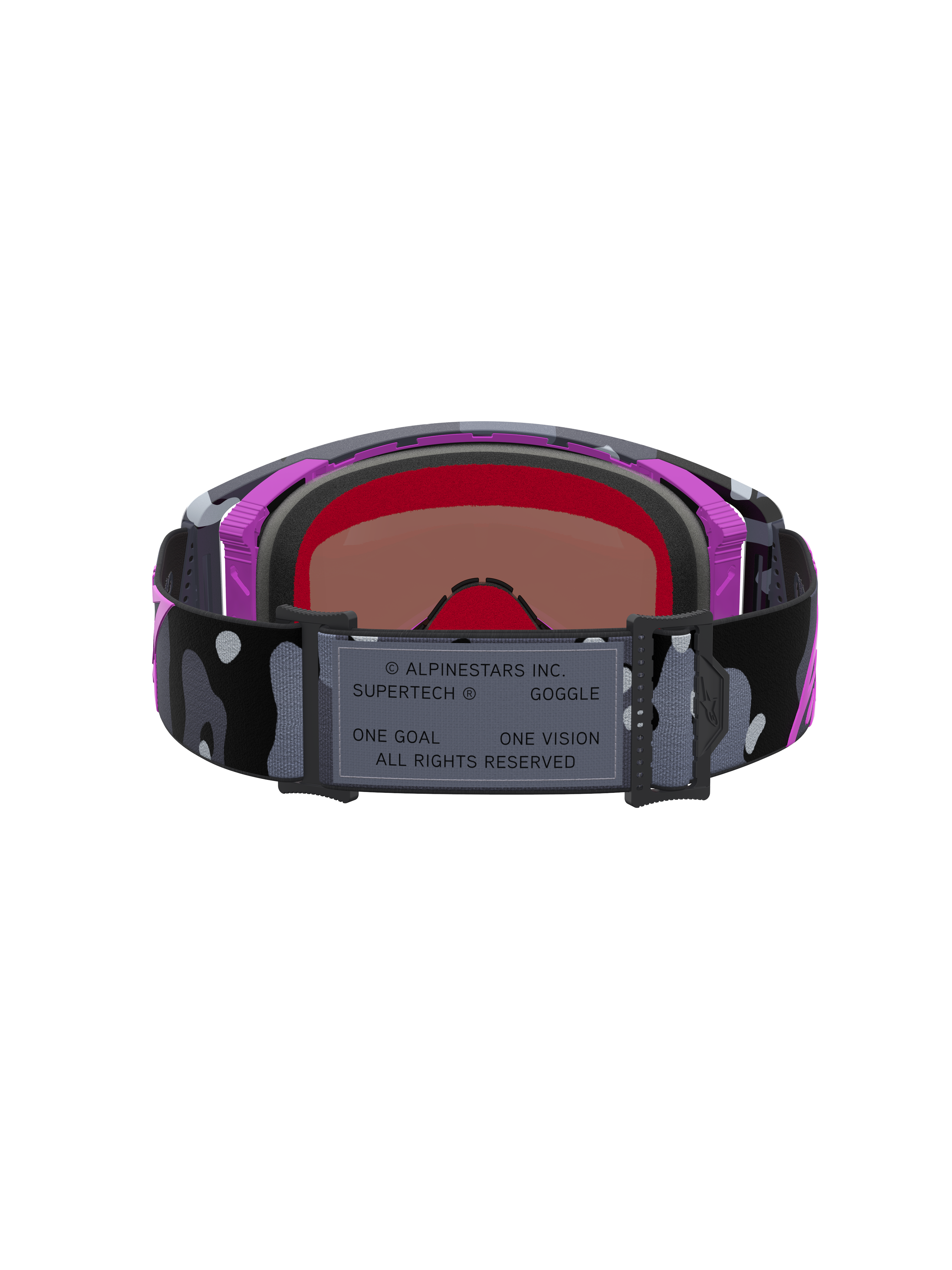 Maschera Supertech Lone Edizione Limitata, maschera motocross e supercross con cinturino camo, viola e rosa, lente a specchio rosa ad alto contrasto