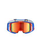 Alpinestars Vision 8 Wordmark Goggles, maschere da motocross, blu e arancione con lente specchiata rossa, dotate di un ampio campo visivo e telaio A-FLEX ad alte prestazioni per gare fuoristrada.