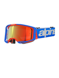 Alpinestars Vision 8 Wordmark Goggles, occhiali da motocross, blu e arancione con lente a specchio rossa, ampio campo visivo, cinturino blu regolabile con vistosa scritta bianca, imbottitura in schiuma e ventilazione per fuoristrada