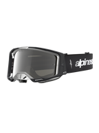 Alpinestars Vision 8 Ambra Specchiata, maschere da motocross nere e argento, telaio A-FLEX e lente a specchio.