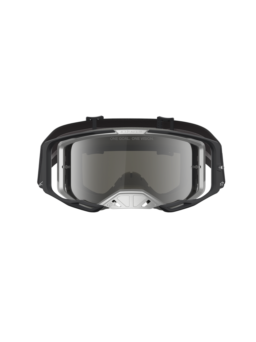 Alpinestars Maschere Vision 8 Ambra Specchiata, maschere da motocross, nero e argento, lente a specchio e telaio A-FLEX.