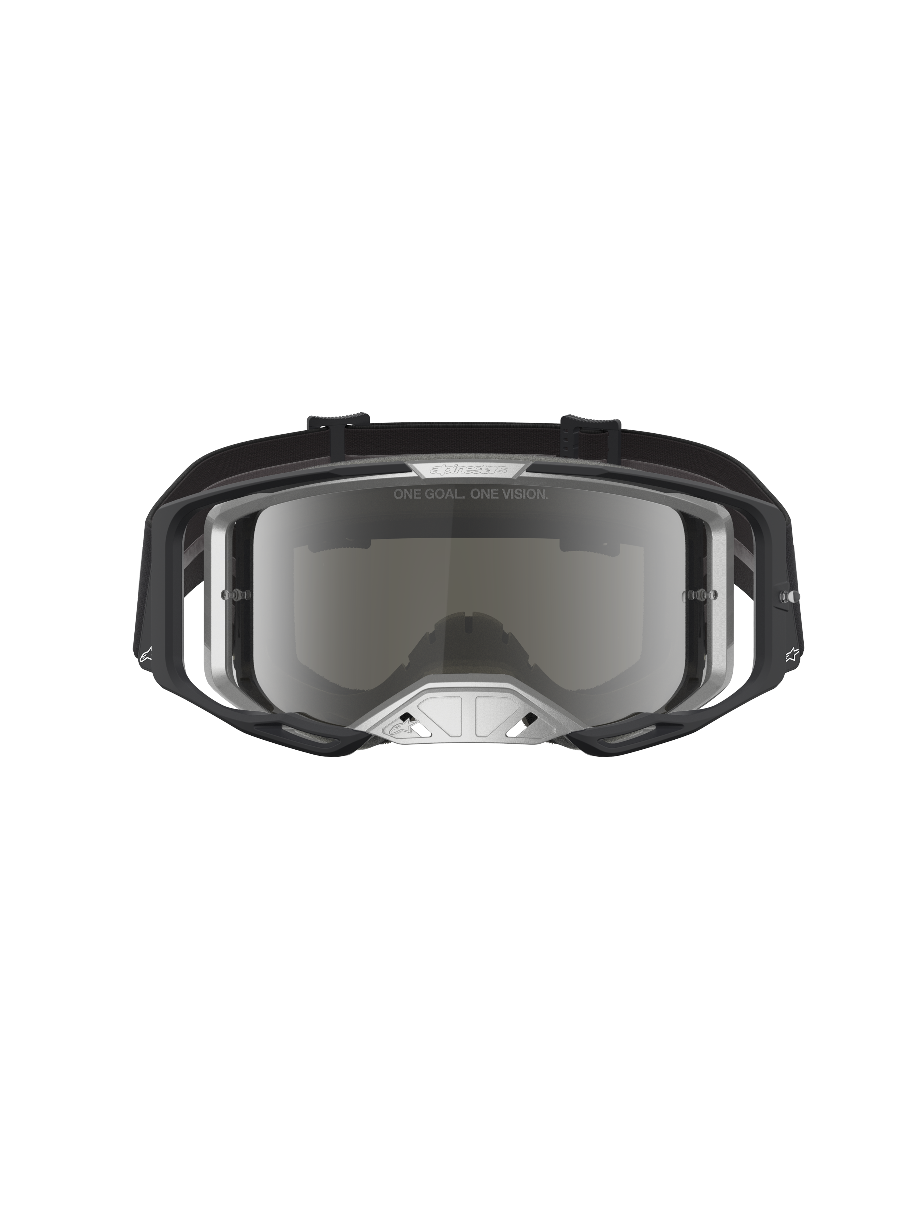 Alpinestars Maschere Vision 8 Ambra Specchiata, maschere da motocross, nero e argento, lente a specchio e telaio A-FLEX.