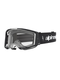 Alpinestars Maschere Vision 8 Amber, maschere motocross uomo, nero e argento, lente trasparente e ventilazione RAM-AIR.