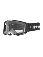 Alpinestars Maschere Vision 8 Amber, maschere motocross uomo, nero e argento, lente trasparente e ventilazione RAM-AIR.