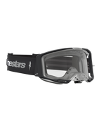 Alpinestars Maschere Vision 8 Amber, maschere da motocross racing, nero e argento, lente trasparente e telaio A-FLEX.
