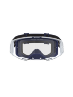 Maschere Alpinestars Vision 8 Amber, maschere da motocross bianche e blu navy con lente trasparente, telaio A-FLEX e ventilazione RAM-AIR per prestazioni off-road.