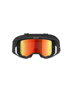 Alpinestars Vision 8 Corp Goggles, occhiali da motocross, nero e rosso specchiato, vista frontale con lente riflettente rossa e scritta 'ONE GOAL. ONE VISION.', montatura nera con ventilazione RAM-AIR, fascia nera regolabile, protezione professionale per gli occhi per gare fuoristrada