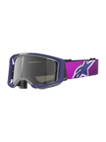 Alpinestars Vision 8 Corp Goggles, maschere da motocross, viola e rosa con lente argento a specchio grigio chiaro, grande logo a stella Alpinestars sulla fascia, telaio leggero A-FLEX per gare off-road