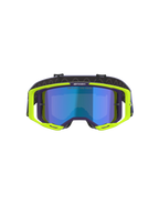 Alpinestars Vision 8 Corp Goggles, maschere da motocross, viola e giallo fluo, con lente blu a specchio, telaio A-FLEX giallo fluorescente con accenti viola e cinturino viola regolabile, occhiali da fuoristrada ad alte prestazioni