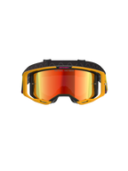 Occhiali Alpinestars Vision 8 Corp, occhiali da motocross, giallo e rosa con lente rossa a specchio, con telaio A-FLEX giallo brillante, lente rossa riflettente e fascia nera con marchio Alpinestars rosa e scritta 'ONE GOAL. ONE VISION.', protezione oculare professionale per gare fuoristrada