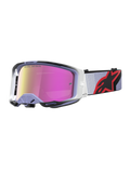 Alpinestars Maschere Vision 8 Maven, maschere da motocross lavanda e nere, con lente rosa specchiata antiappannamento.