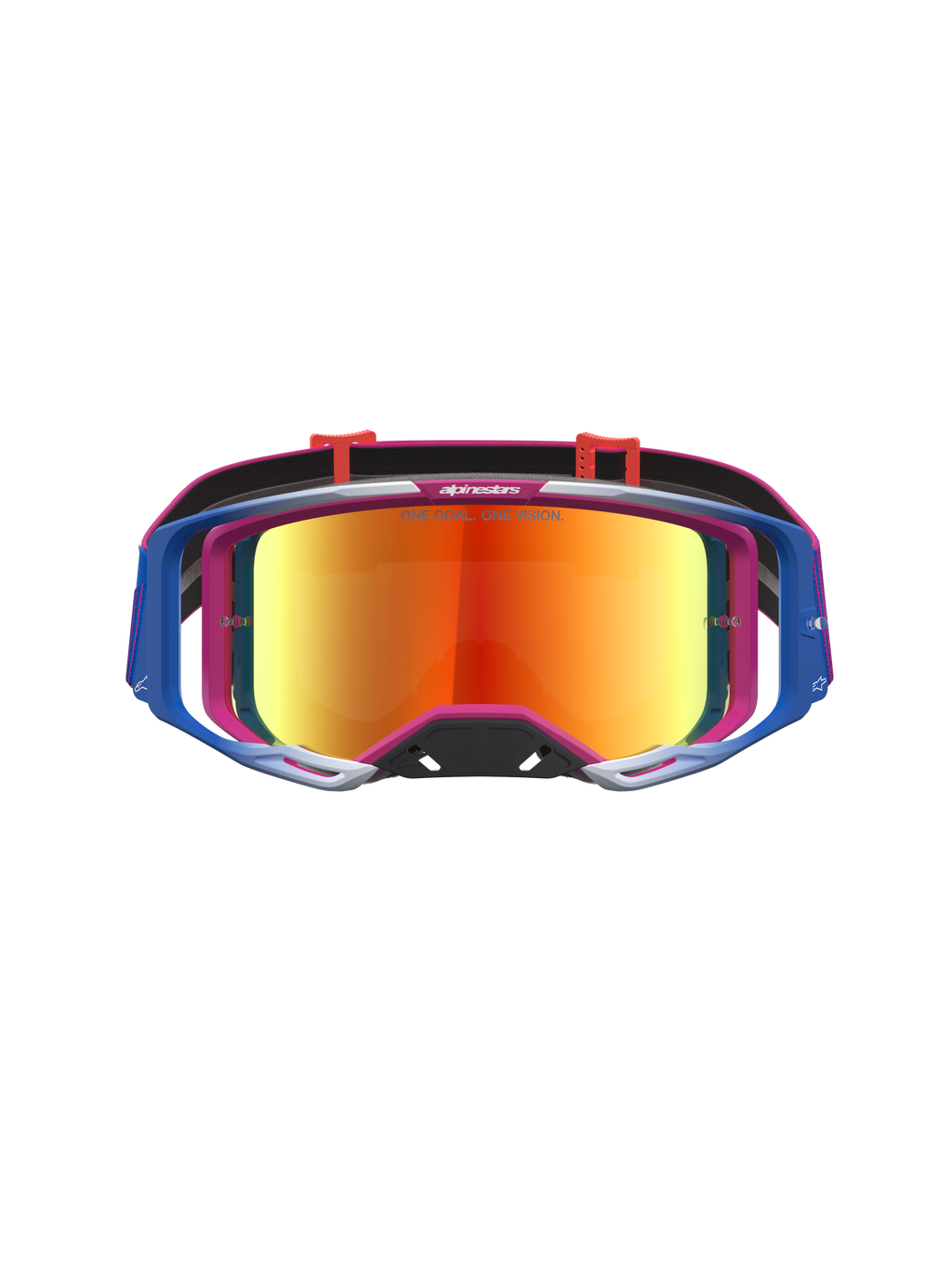 Alpinestars Maschere Vision 8 Maven, maschere da motocross con lente a specchio rossa e telaio A-FLEX, rosso e nero.