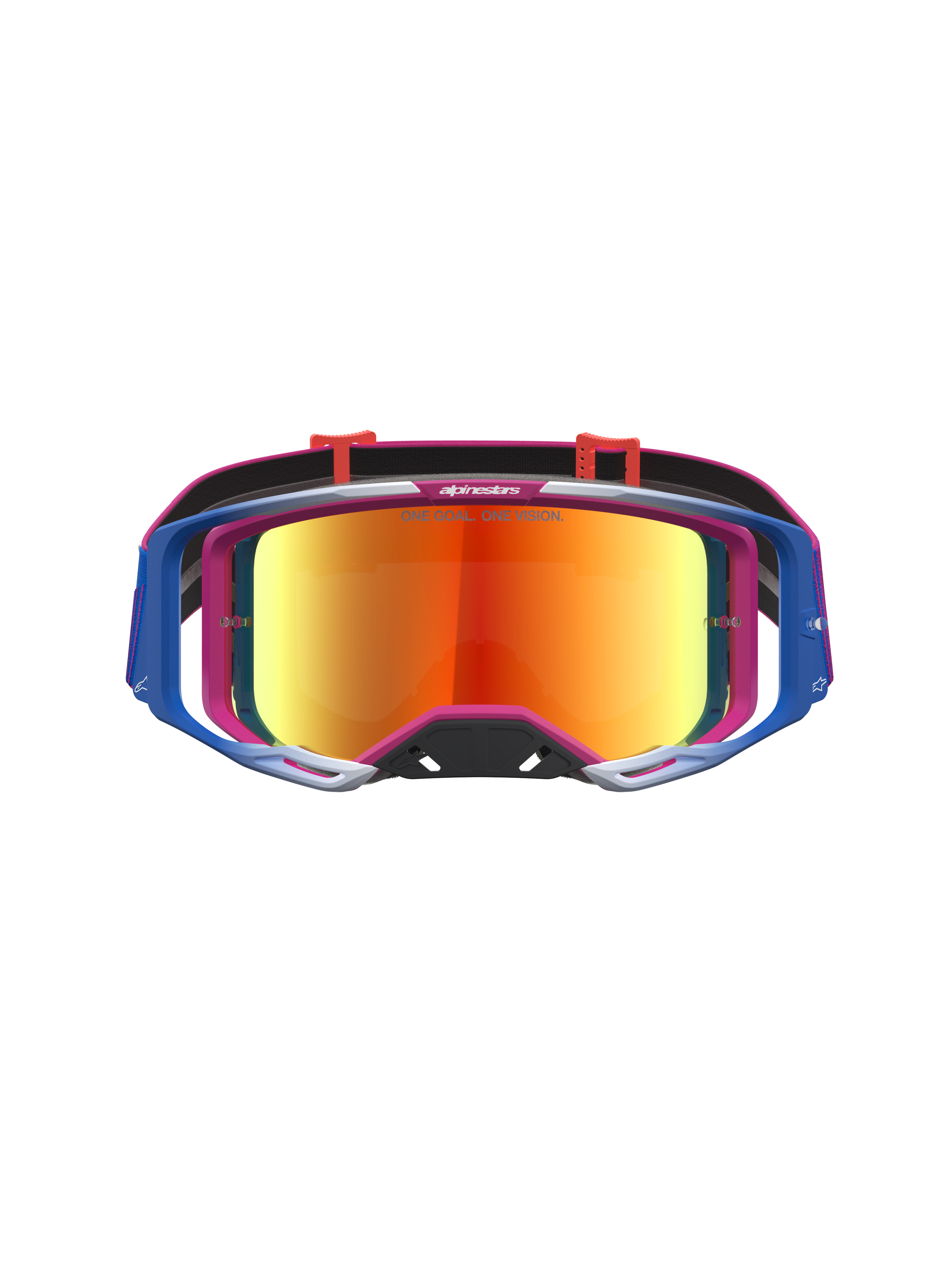 Alpinestars Maschere Vision 8 Maven, maschere da motocross con lente a specchio rossa e telaio A-FLEX, rosso e nero.