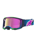 Alpinestars Maschere Vision 8 Maven, maschere MX blu e viola con lente a specchio rosa, telaio A-FLEX e sistema RAM-AIR.
