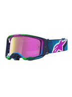 Alpinestars Maschere Vision 8 Maven, maschere MX blu e viola con lente a specchio rosa, telaio A-FLEX e sistema RAM-AIR.