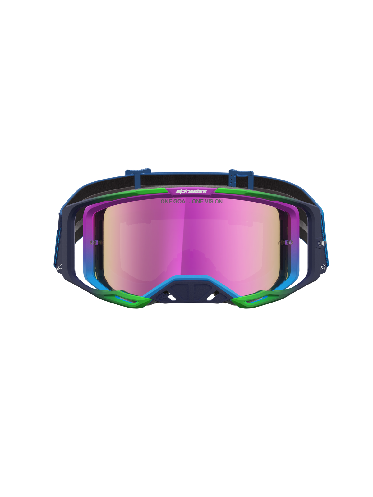 Alpinestars Maschere Vision 8 Maven, maschere da motocross per uomo, blu e rosa, lente a specchio e telaio A-FLEX.