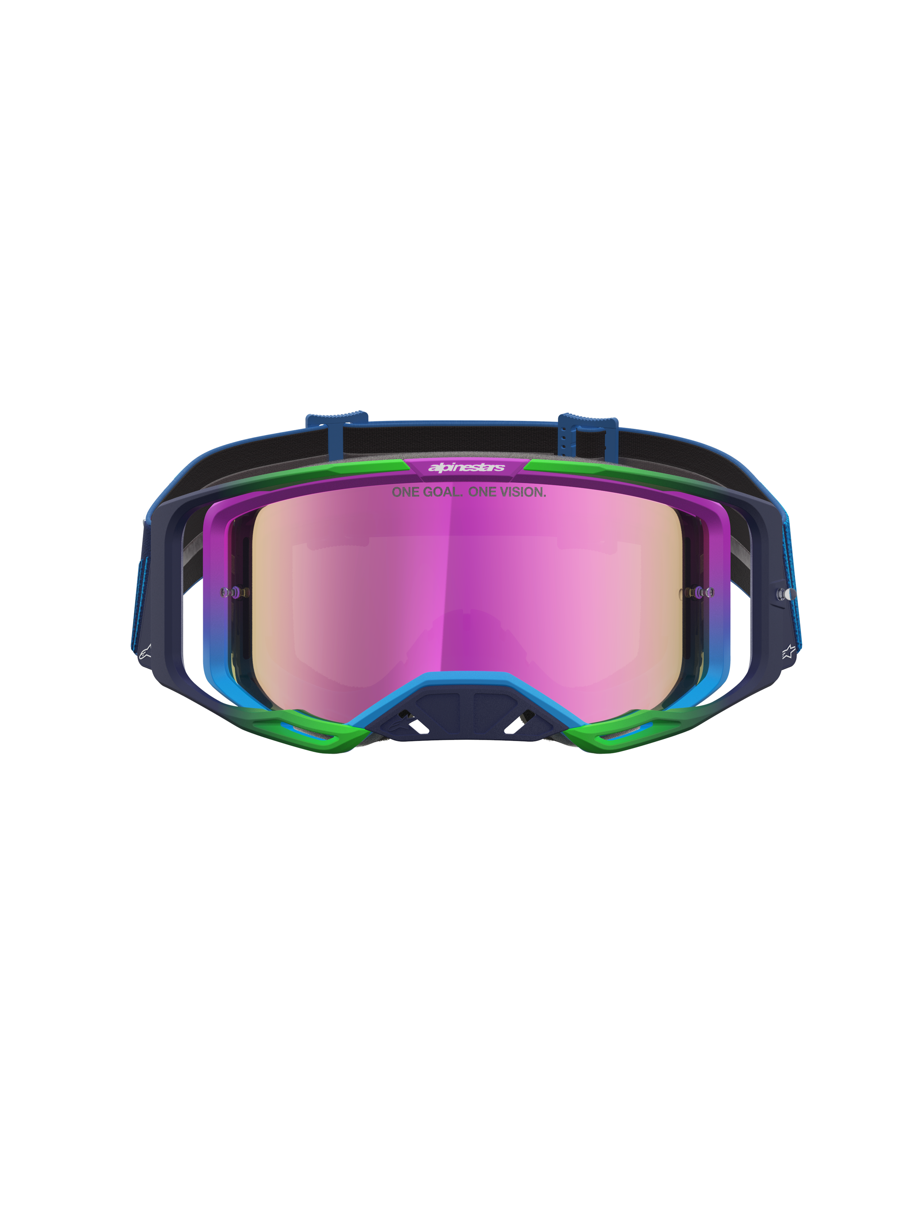 Alpinestars Maschere Vision 8 Maven, maschere da motocross per uomo, blu e rosa, lente a specchio e telaio A-FLEX.