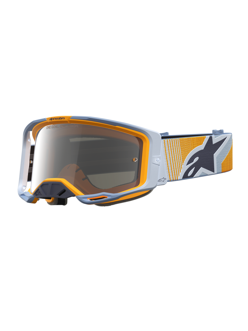 Alpinestars Maschere Vision 8 Maven, maschere da motocross blu e arancione, lente argento specchiata e sistema RAM-AIR.