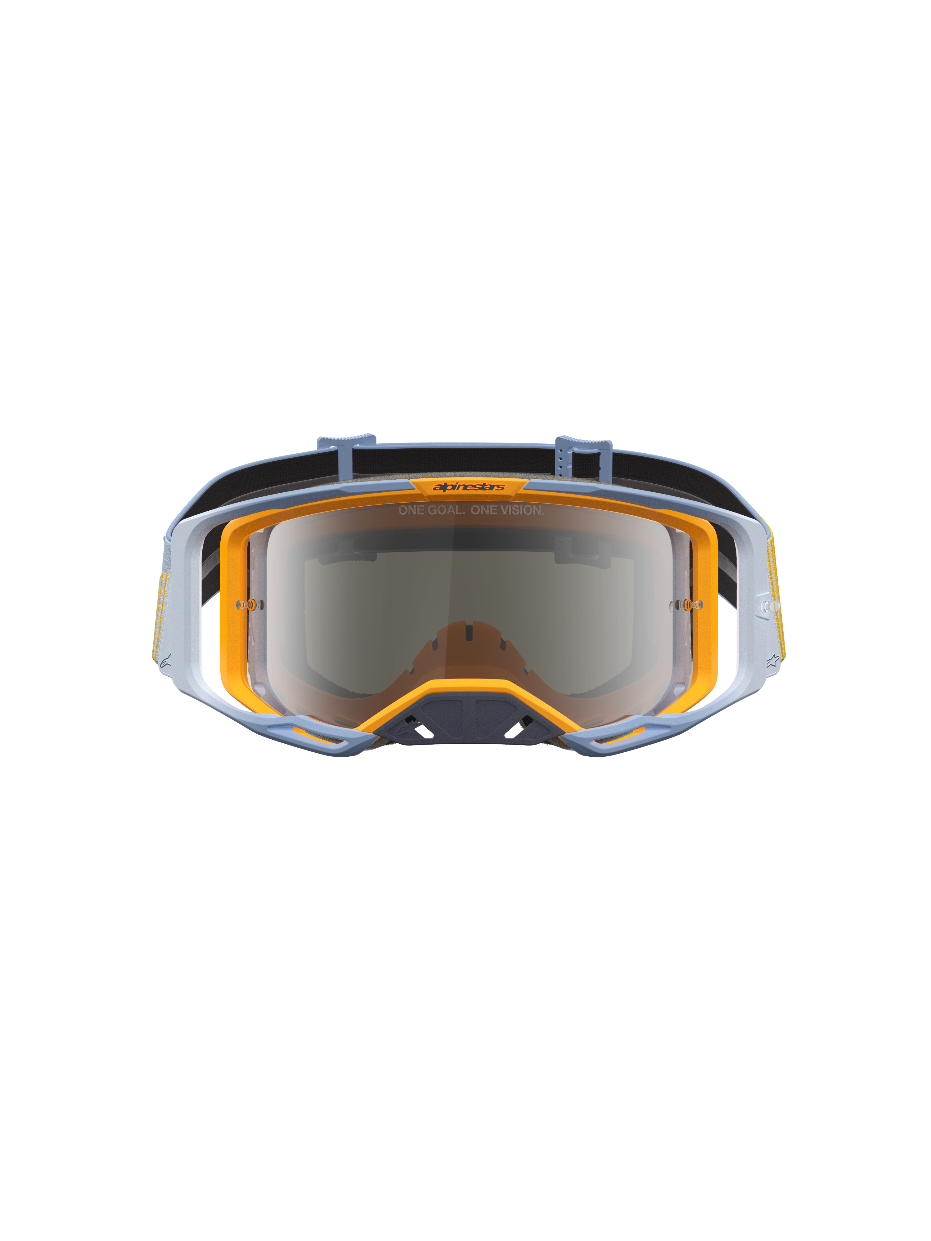 Alpinestars Maschere Vision 8 Maven, maschere da motocross blu e arancione con lente a specchio argento e sistema RAM-AIR