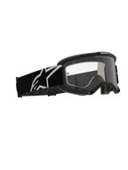 Alpinestars Vision 5 Corp Goggles, occhiali da motocross, montatura nera con lente trasparente antiappannamento, ampia fascia nera con logo Astars bianco, occhiali off-road ad alte prestazioni con ventilazione RAM-AIR