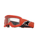 Alpinestars Vision 5 Corp Goggles, occhiali da motocross, arancione brillante, lente trasparente, cinturino arancione con logo Alpinestars bianco e nero, spessa imbottitura nera, fessure di ventilazione RAM-AIR, design aerodinamico per gare fuoristrada