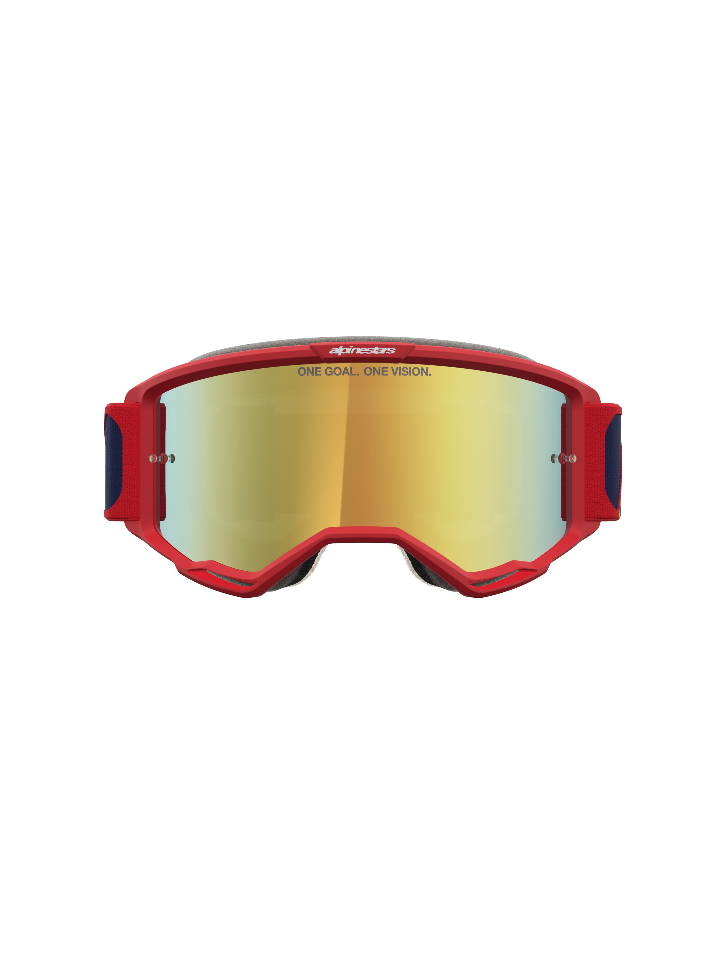 Alpinestars Maschere Vision 5 Drag, maschere da motocross, rosso e oro, montatura A-FLEX con ventilazione RAM-AIR e lente a specchio dorata, ideale per off-road e MX