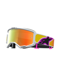 Alpinestars Maschere Vision 5 Drag, maschere da motocross, bianco e arancione, lente a specchio arancione rossa, montatura A-FLEX e ventilazione RAM-AIR per fuoristrada