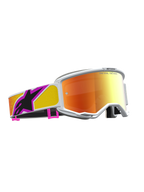 Alpinestars Maschere Vision 5 Drag, maschere da motocross con lente specchiata arancione e rossa, montatura bianca A-FLEX e sistema di ventilazione RAM-AIR, ideali per fuoristrada.