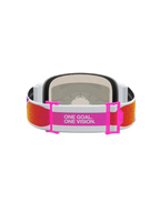 Alpinestars Maschere Vision 5 Drag, maschere motocross arancioni e rosa, vista posteriore con slogan One Goal. One Vision.