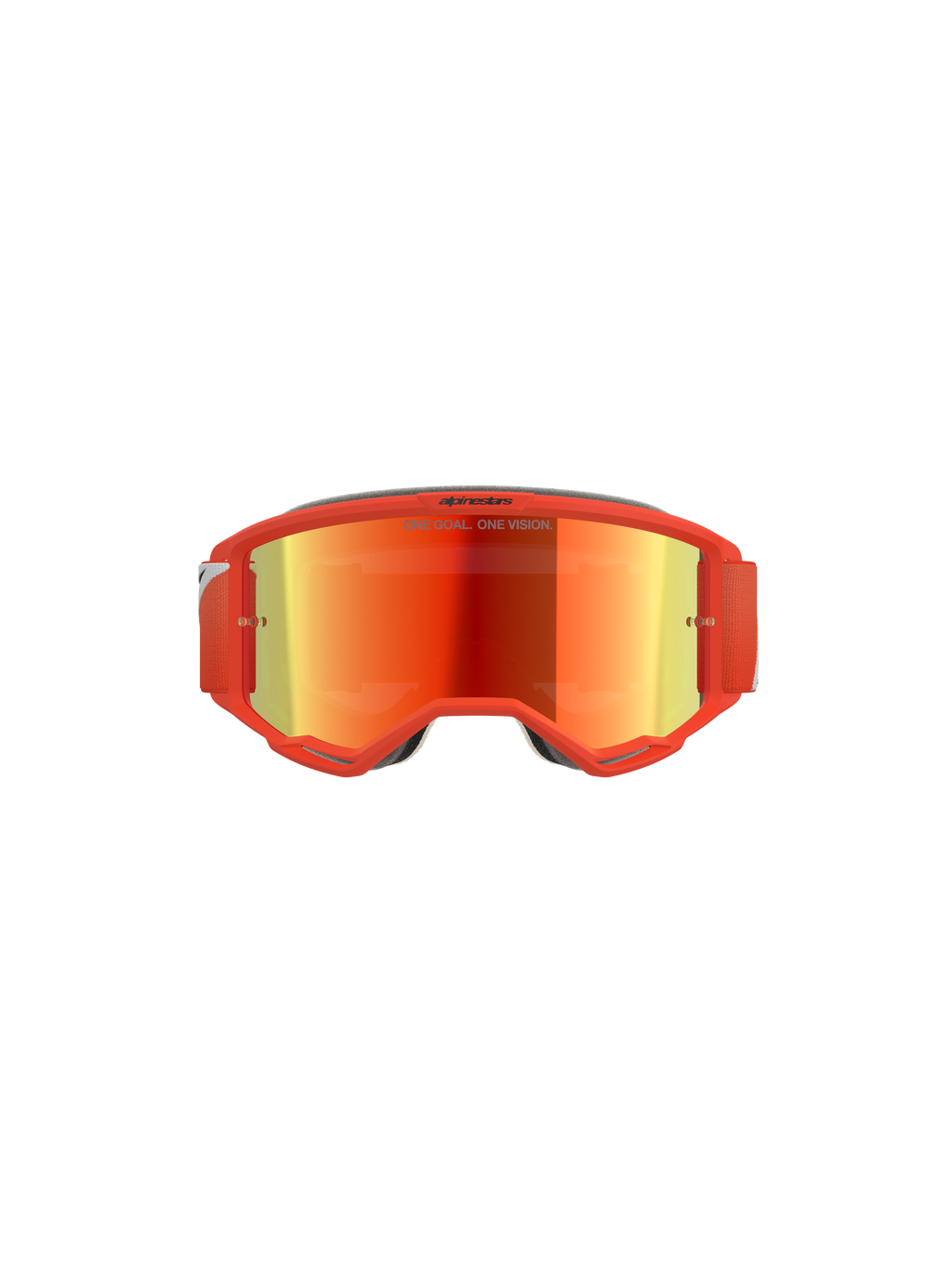 Alpinestars Vision 5 Corp Goggles, occhiali da motocross, montatura arancione con lente riflettente specchiata Orange Mirror Red, fascia regolabile rossa, design aerodinamico per prestazioni fuoristrada