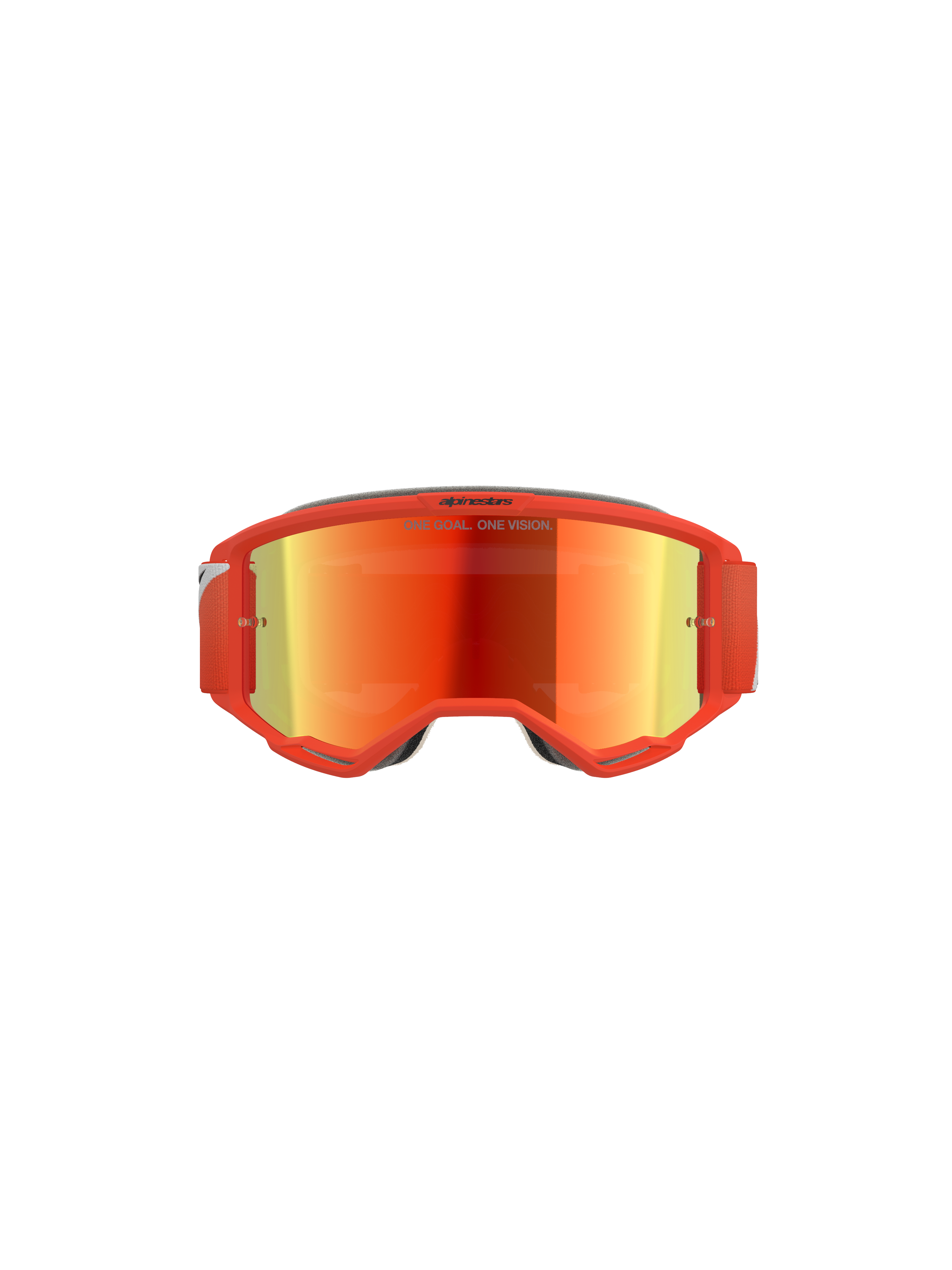 Alpinestars Vision 5 Corp Goggles, occhiali da motocross, montatura arancione con lente riflettente specchiata Orange Mirror Red, fascia regolabile rossa, design aerodinamico per prestazioni fuoristrada