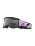 Alpinestars Vision 5 Corp Goggles, maschere da motocross, grigio chiaro e viola argento specchiato, montatura nera con lente argento specchiata, cinturino grigio chiaro con grande logo a stella viola e nero, imbottitura facciale multistrato per una calzata aderente, occhiali protettivi professionali per fuoristrada