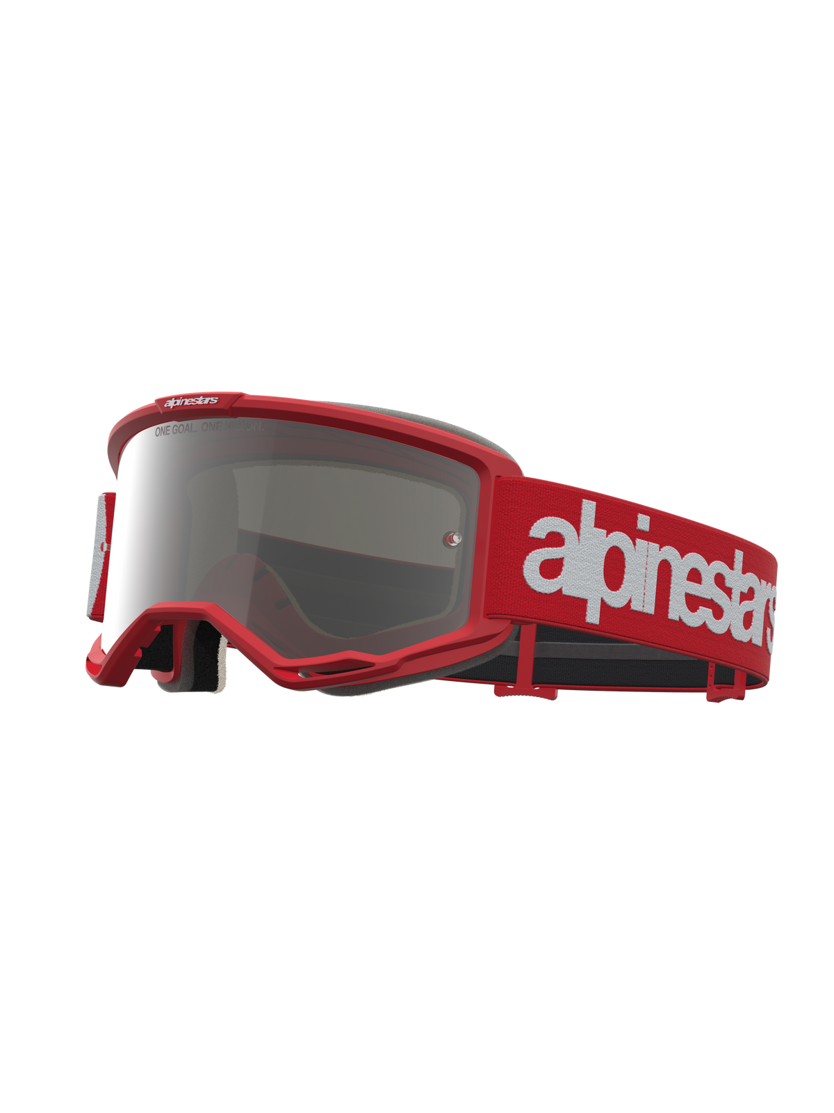 Alpinestars Maschere Vision 5 Hone, maschere da motocross, rosse e bianche, lenti a specchio argento, montatura A-FLEX e ventilazione RAM-AIR