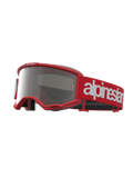 Alpinestars Maschere Vision 5 Hone, maschere da motocross, rosse e bianche, lenti a specchio argento, montatura A-FLEX e ventilazione RAM-AIR