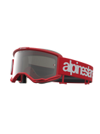 Alpinestars Maschere Vision 5 Hone, maschere da motocross, rosse e bianche, lenti a specchio argento, montatura A-FLEX e ventilazione RAM-AIR