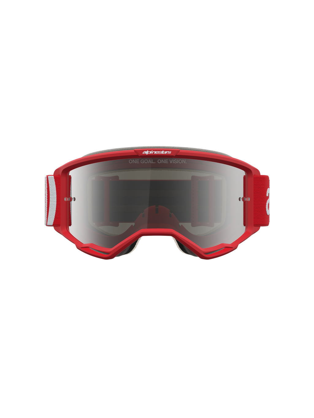 Alpinestars Maschere Vision 5 Hone, maschere da motocross per uomo, rosse e bianche, con lente argento a specchio e sistema di ventilazione RAM-AIR, montatura flessibile A-FLEX per prestazioni off-road.