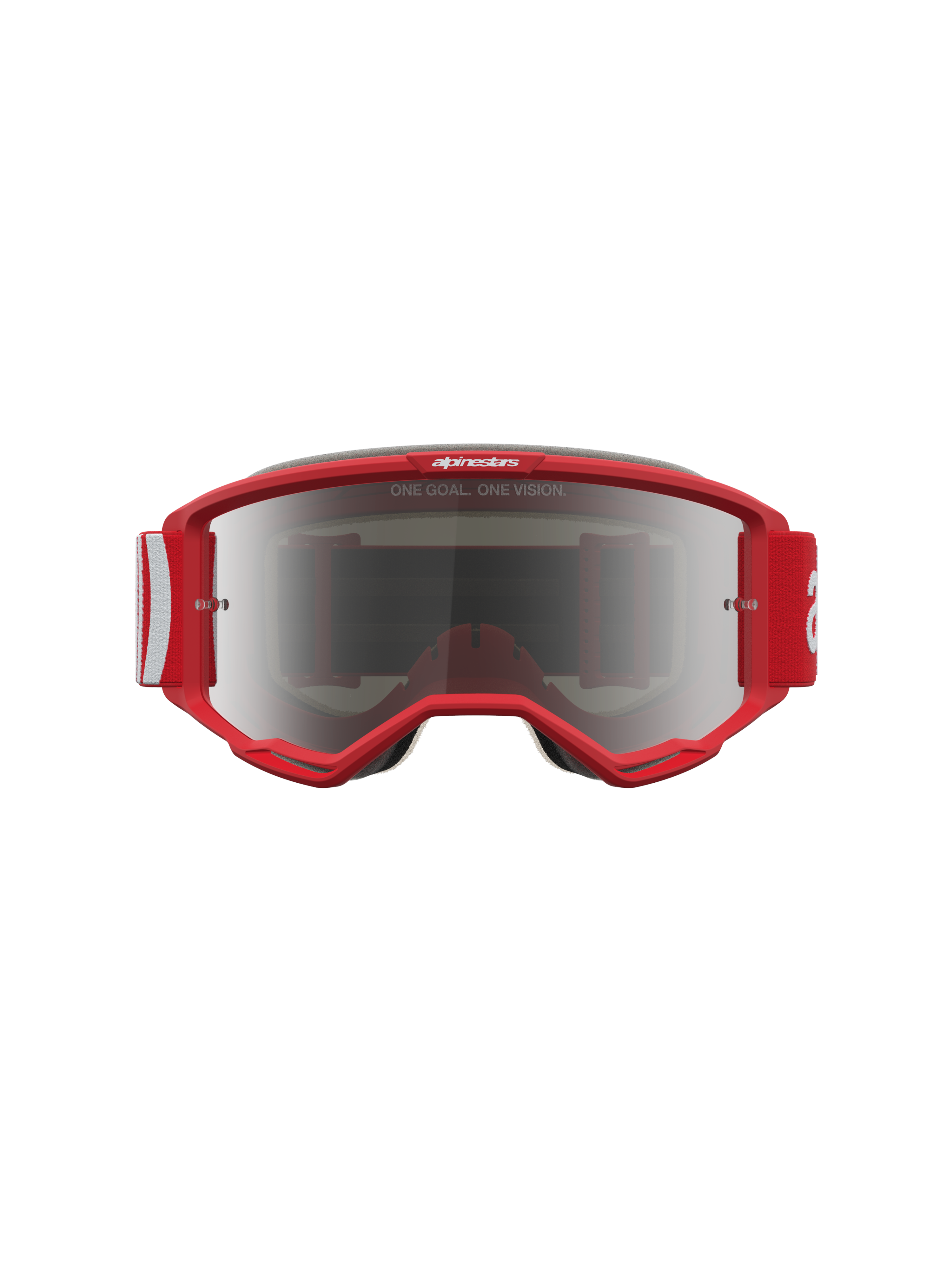 Alpinestars Maschere Vision 5 Hone, maschere da motocross per uomo, rosse e bianche, con lente argento a specchio e sistema di ventilazione RAM-AIR, montatura flessibile A-FLEX per prestazioni off-road.