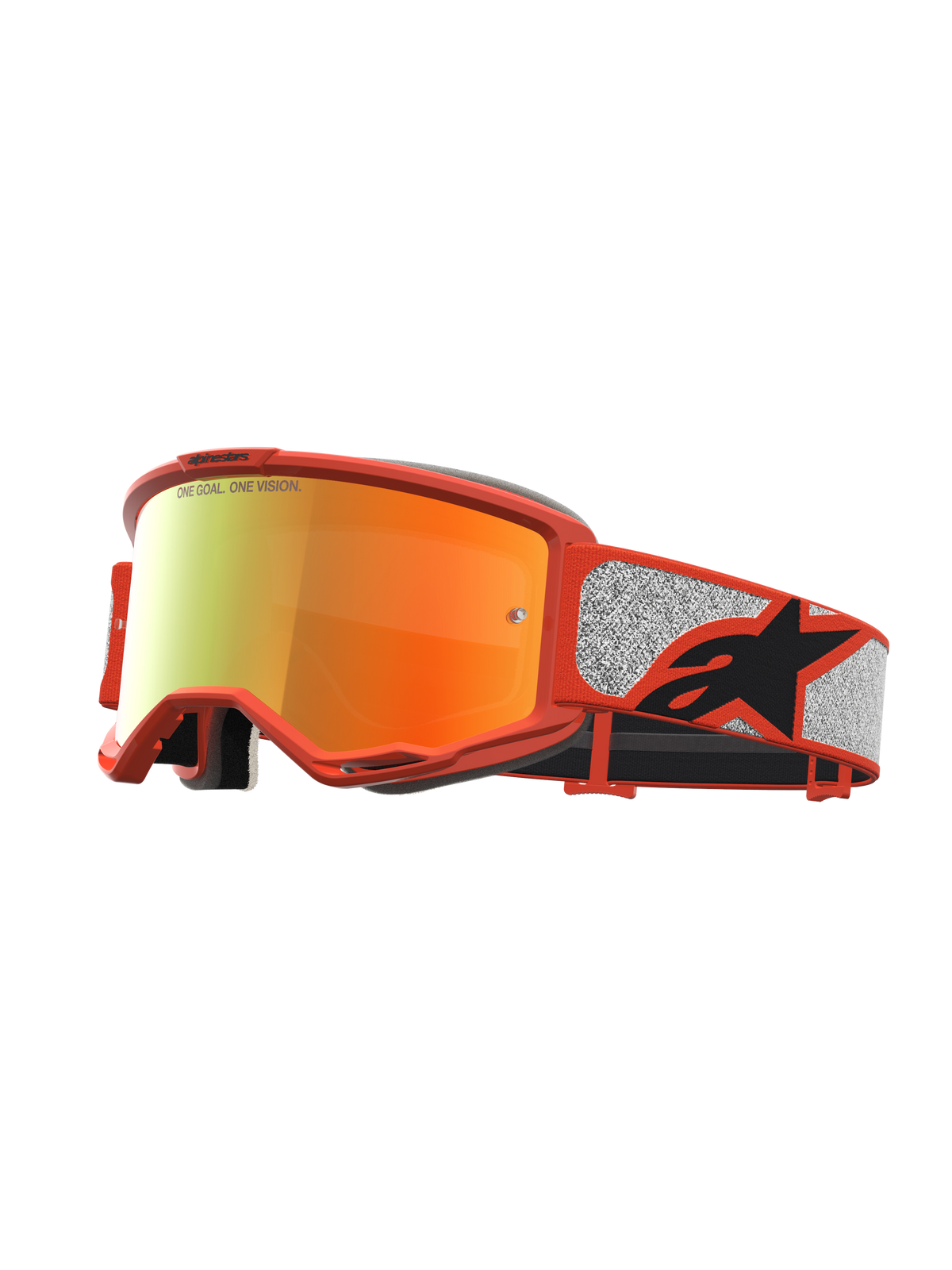 Alpinestars Maschere Vision 5 Rora, maschere da motocross arancione e argento, lente a specchio rossa e montatura A-FLEX.