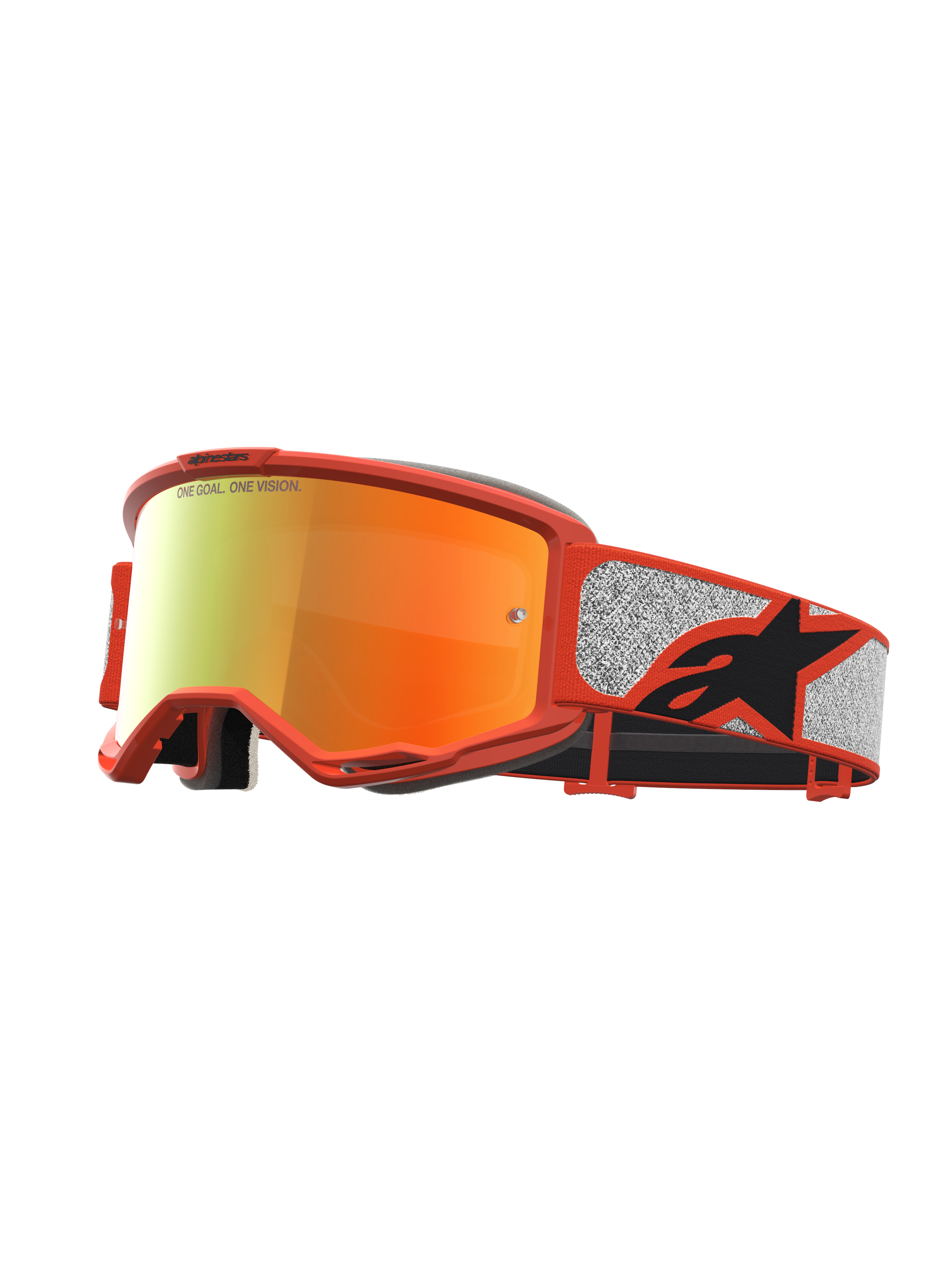 Alpinestars Maschere Vision 5 Rora, maschere da motocross arancione e argento, lente a specchio rossa e montatura A-FLEX.