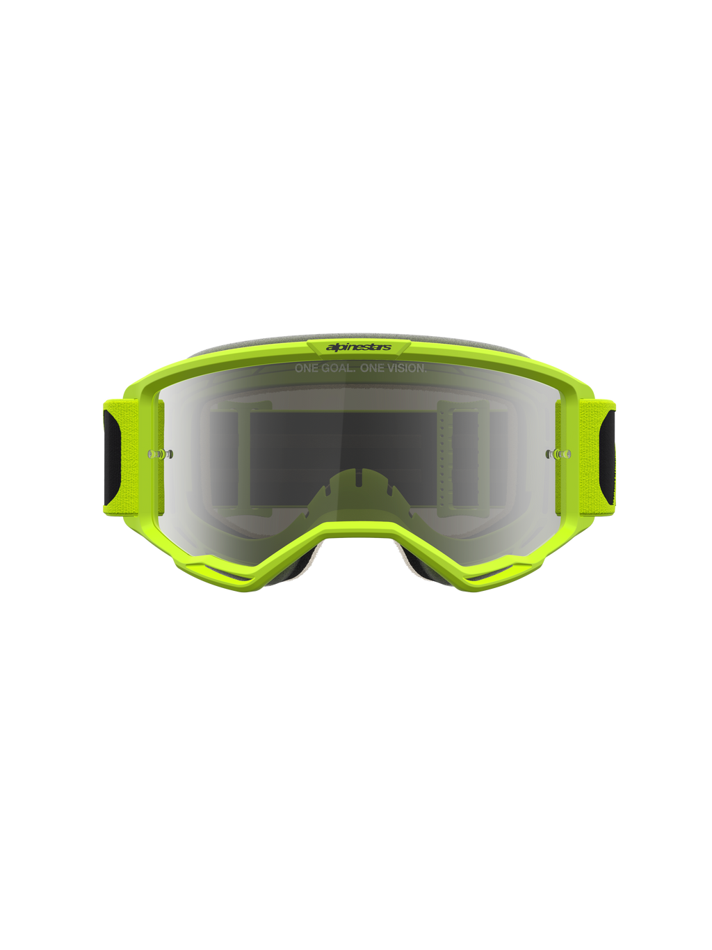 Alpinestars Maschere Vision 5 Rora, maschere da motocross giallo fluo e nero, lente argento a specchio, ventilazione RAM-AIR.
